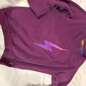 Aviator Nation Purple Lightning Bolt Crew Sweatshirt